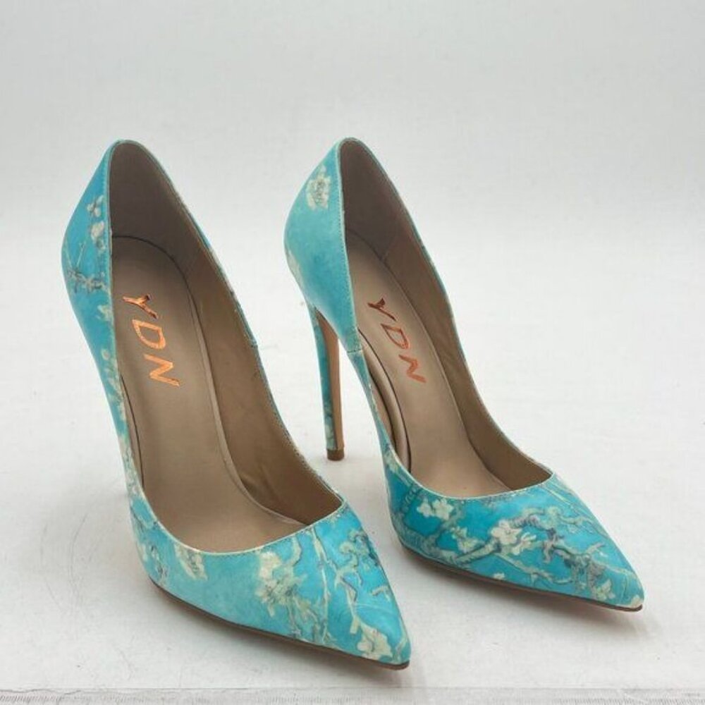 YDN Turquoise Pointed Closed Toe High Heel Pumps Slip on Slide Dress Shoes